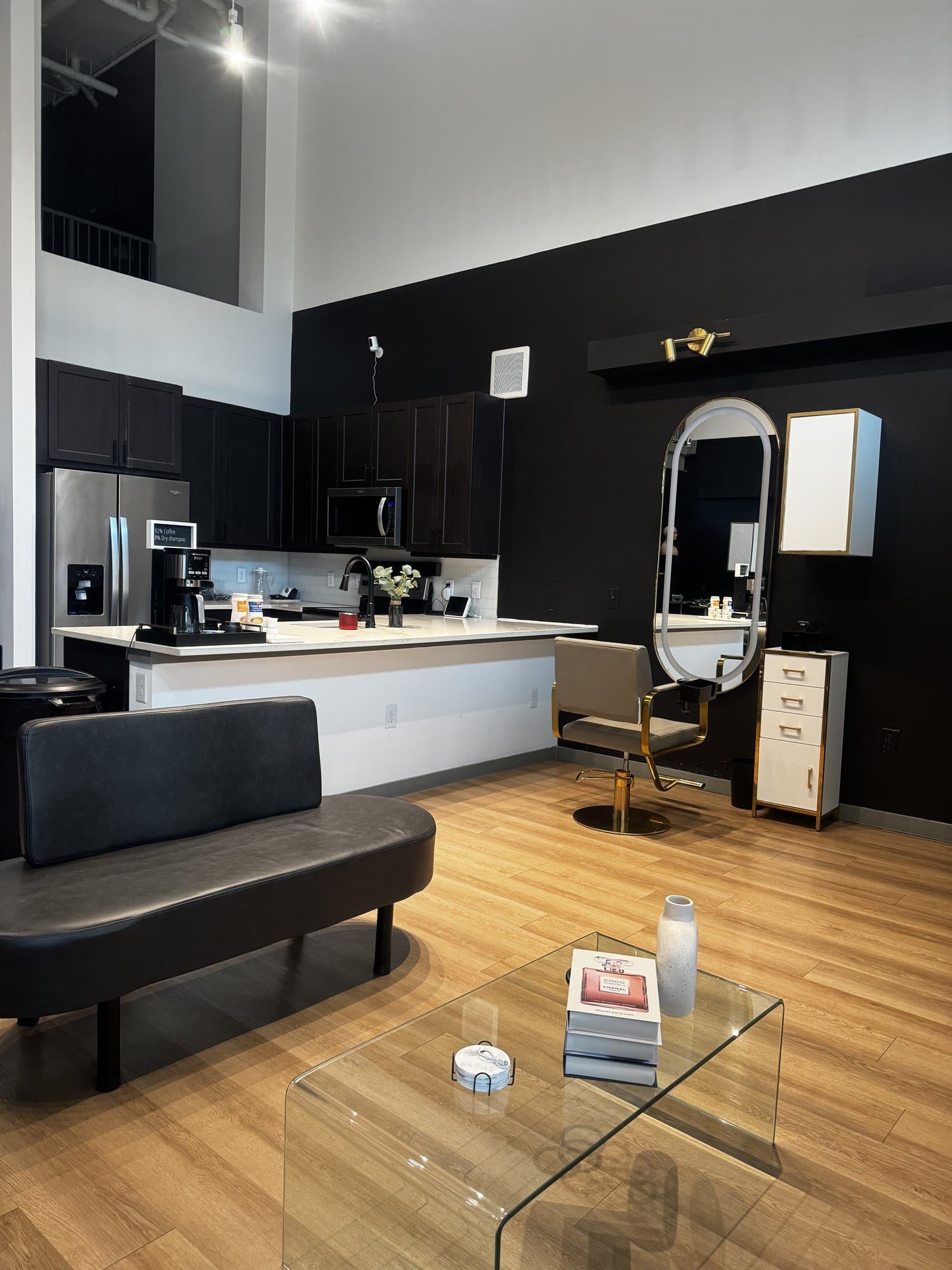 Salon lounge and coffee bar, finished